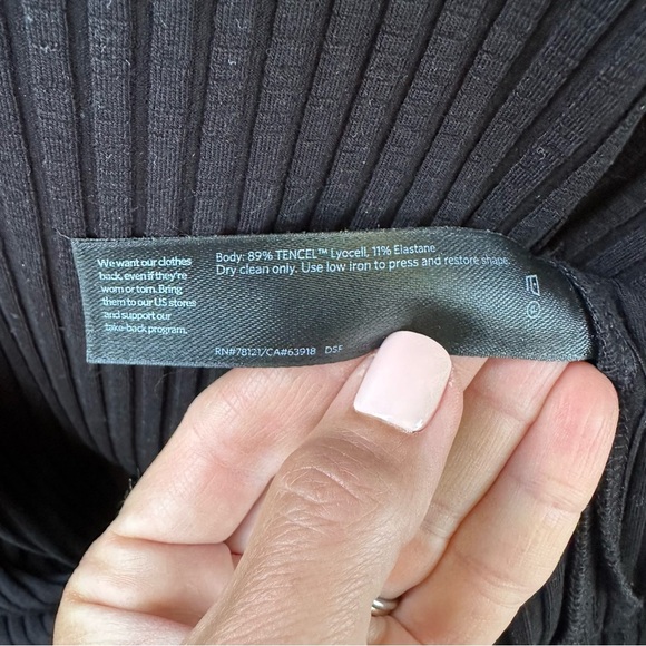 Eileen Fisher Textured Stretch Rib Round Neck Dress Boxy Black Knee Length - Picture 10 of 10